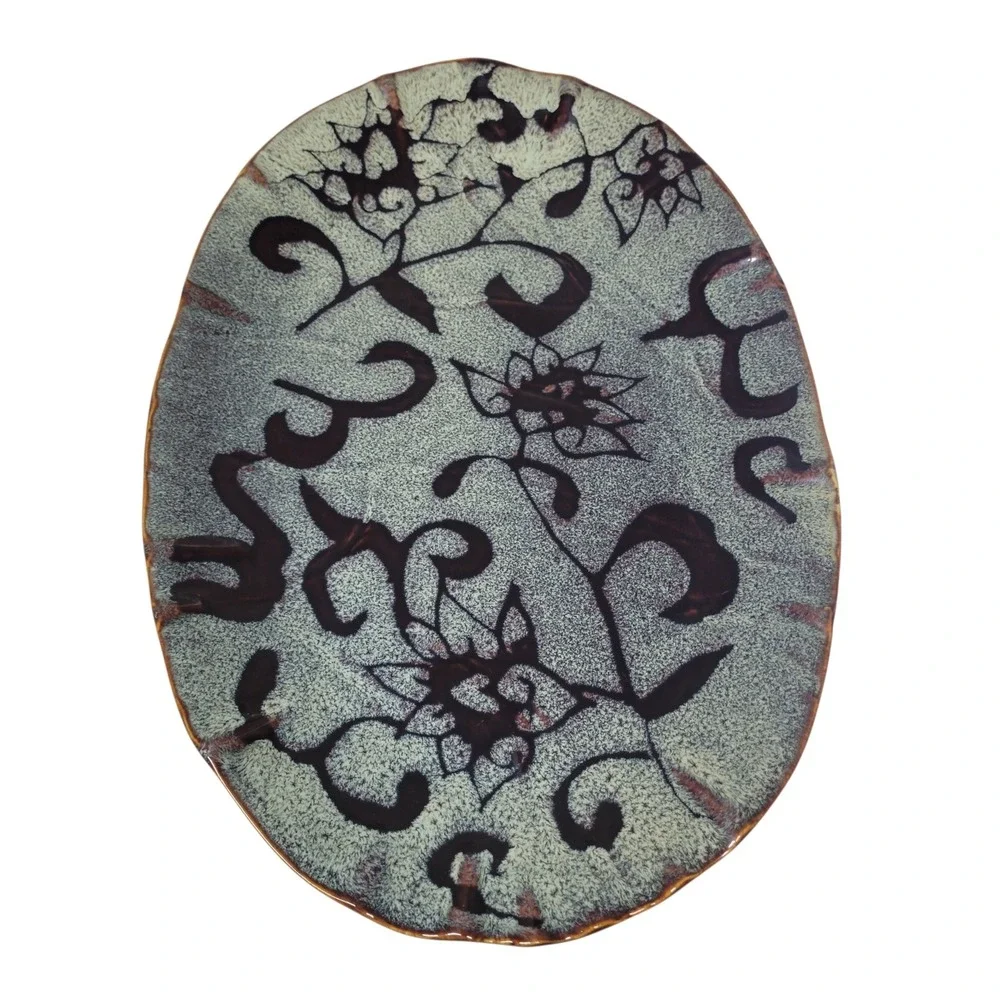 Ambiance Collections Savoy Oval Platter Reactive Glaze Stoneware 16.5x11.5